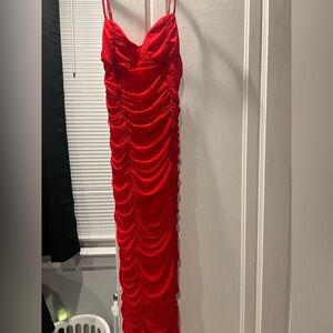Elegant Red Ruched Dress